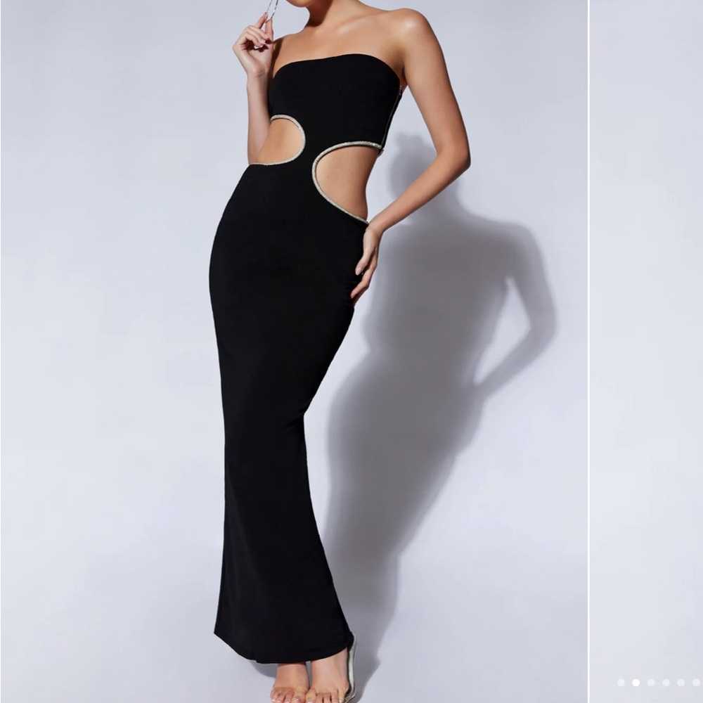 Meshki Strapless Cut Out Maxi Dress in Black size small